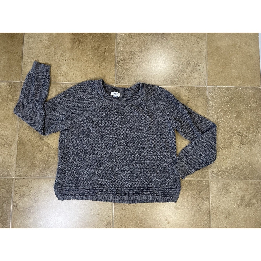 Old Navy Women's XL Gray Solid Knit Crew Neck Pullover Sweater Long Sleeve